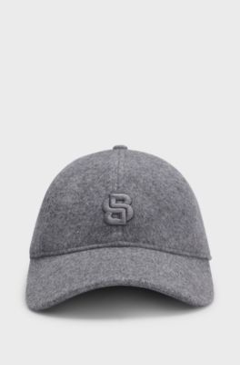 Wool-silk cap with embroidered Double B monogram, Light Grey