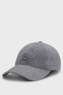 Wool-silk cap with embroidered Double B monogram, Light Grey