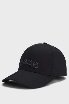 Cotton-twill cap with metallic-effect embroidered logo, Black