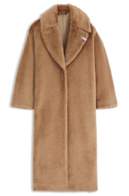 BOSS x Steiff coat in textured wool and cotton, Brown