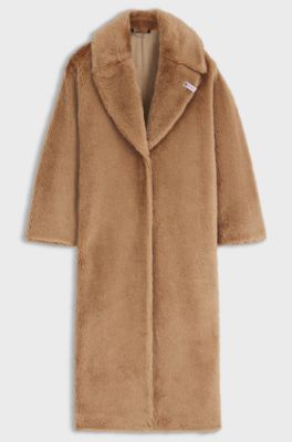 BOSS x Steiff coat in textured wool and cotton, Brown