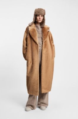 BOSS x Steiff coat in textured wool and cotton, Brown