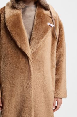 BOSS x Steiff coat in textured wool and cotton, Brown