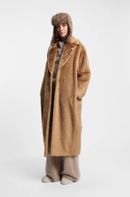 BOSS x Steiff coat in textured wool and cotton, Brown