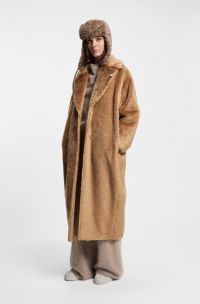 BOSS&nbsp;x&nbsp;Steiff manteau en laine et coton textur&eacute;s, Marron