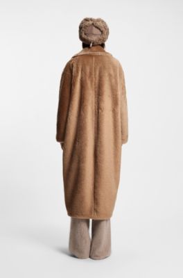BOSS x Steiff coat in textured wool and cotton, Brown