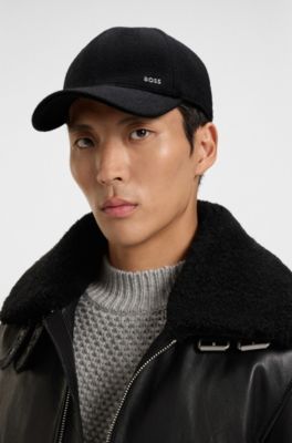 Wool-silk cap with twill lining, Black