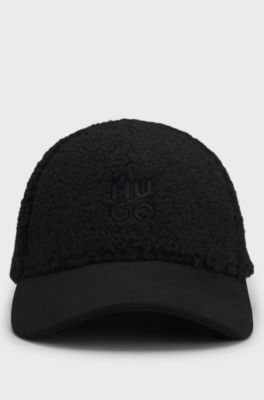 Teddy cap with embroidered stacked logo, Black