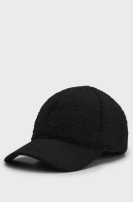 Teddy cap with embroidered stacked logo, Black