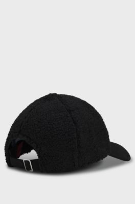 Teddy cap with embroidered stacked logo, Black