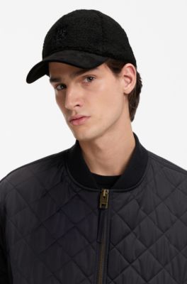 Teddy cap with embroidered stacked logo, Black