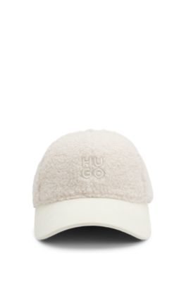 Teddy cap with embroidered stacked logo, Natural