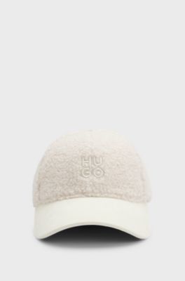 Teddy cap with embroidered stacked logo, Natural