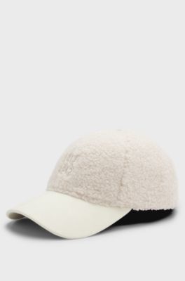 Teddy cap with embroidered stacked logo, Natural