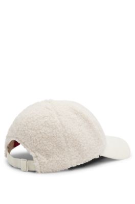 Teddy cap with embroidered stacked logo, Natural