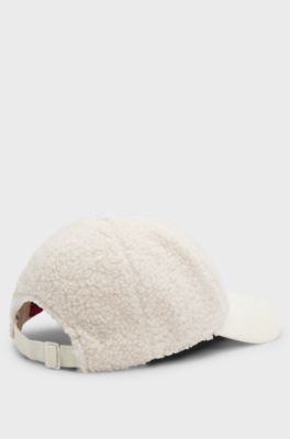 Teddy cap with embroidered stacked logo, Natural