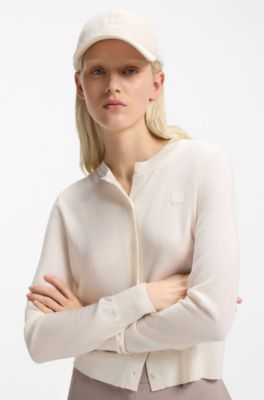 Teddy cap with embroidered stacked logo, Natural