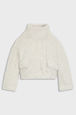 BOSS x Steiff teddy coat in a relaxed fit, White