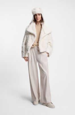 BOSS x Steiff teddy coat in a relaxed fit, Natural