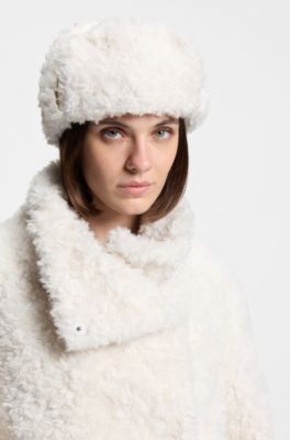 BOSS x Steiff teddy coat in a relaxed fit, Natural