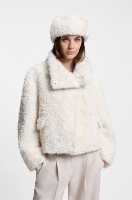 BOSS x Steiff teddy coat in a relaxed fit, White