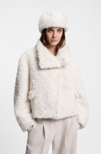 BOSS x Steiff teddy coat in a relaxed fit, White