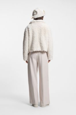 BOSS x Steiff teddy coat in a relaxed fit, Natural