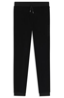 Cotton-blend tracksuit bottoms with embroidered logo, Black