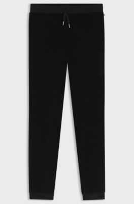 Cotton-blend tracksuit bottoms with embroidered logo, Black