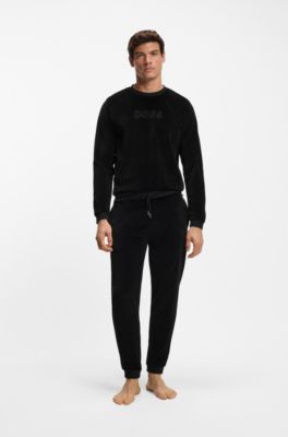 Cotton-blend tracksuit bottoms with embroidered logo, Black