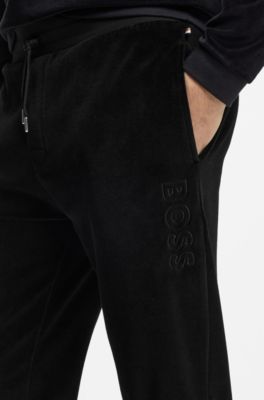 Cotton-blend tracksuit bottoms with embroidered logo, Black