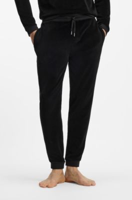 Cotton-blend tracksuit bottoms with embroidered logo, Black