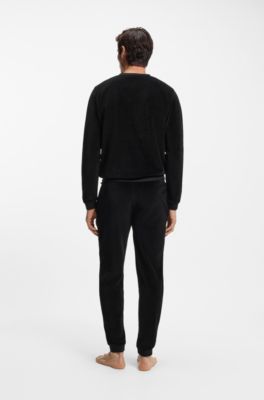 Cotton-blend tracksuit bottoms with embroidered logo, Black