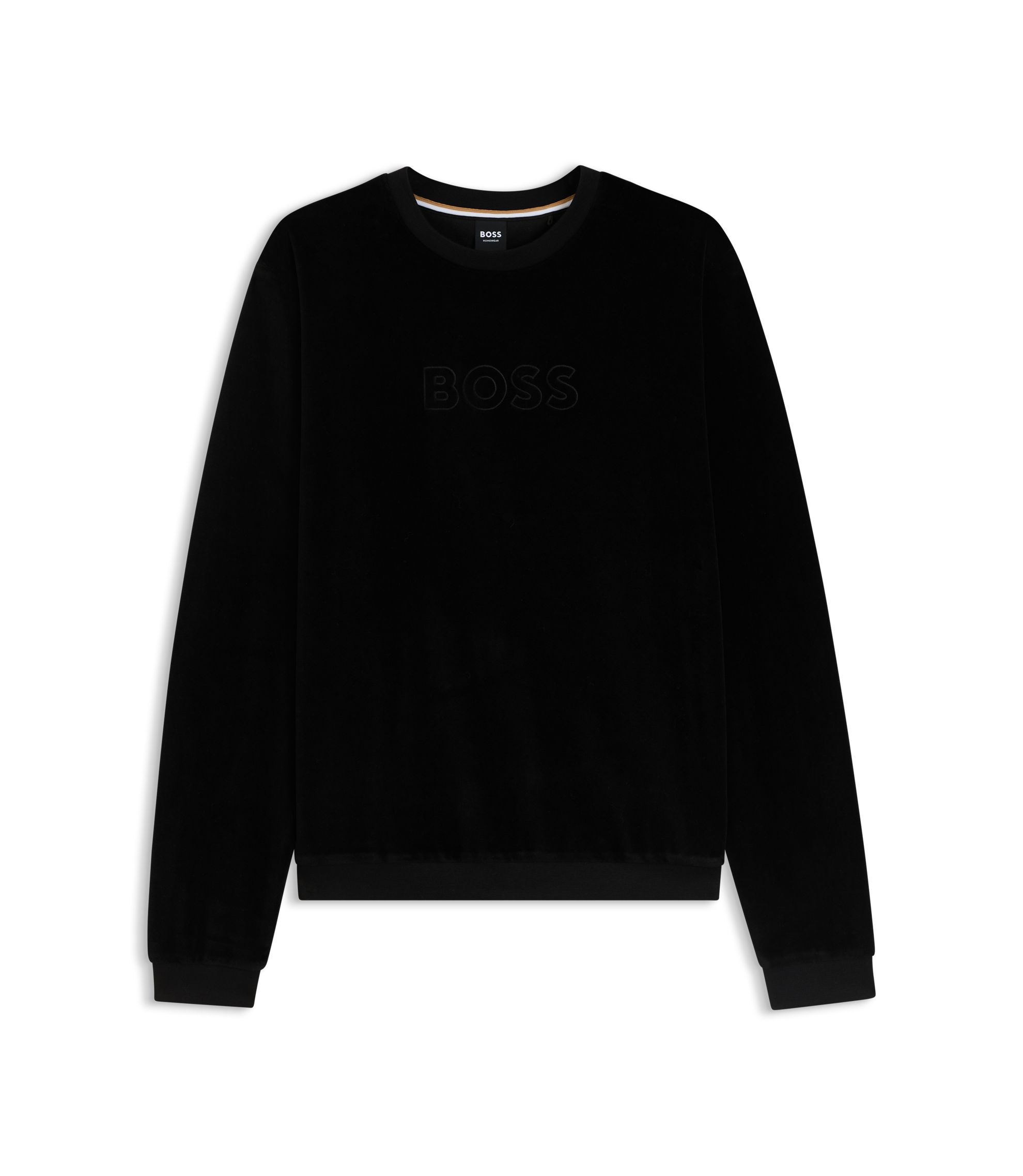 BOSS - Cotton-blend sweatshirt with embroidered logo - Black