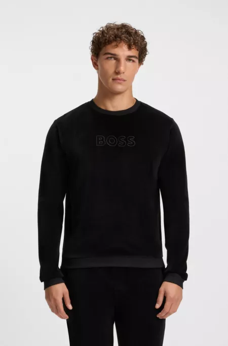 Cotton-blend sweatshirt with embroidered logo