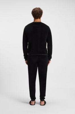 Cotton-blend sweatshirt with embroidered logo, Black