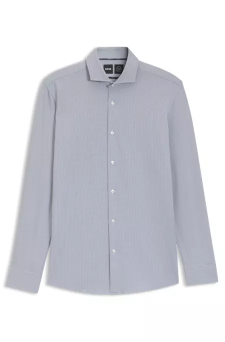 Slim-fit shirt in structured performance-stretch Italian jersey