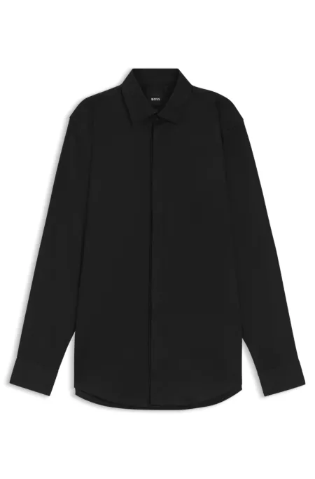 Slim-fit shirt in easy-iron cotton poplin