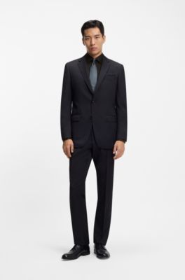 Slim-fit shirt in easy-iron cotton poplin, Black