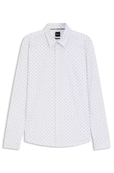 Slim-fit shirt in printed performance-stretch jersey