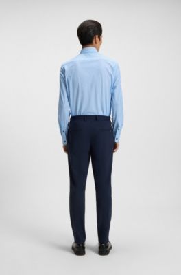 Bedrucktes Slim-Fit Hemd aus funktionalem Stretch-Jersey, Blau gemustert