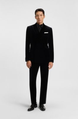 Slim-fit shirt in easy-iron cotton satin, Black