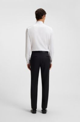 Slim-fit shirt in easy-iron cotton satin, White