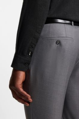 Regular-fit shirt in cotton-blend flannel, Black