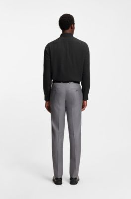 Regular-fit shirt in cotton-blend flannel, Black