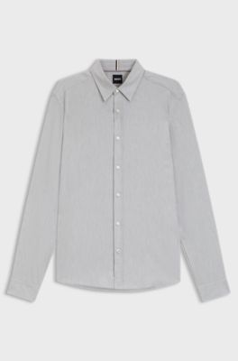 Chemise Regular en flanelle de coton m&eacute;lang&eacute;, Gris chin&eacute;