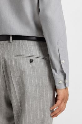 Regular-Fit Flanell-Hemd aus Baumwoll-Mix, Hellgrau