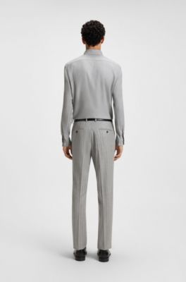 Camicia regular fit in flanella di misto cotone, Grigio chiaro