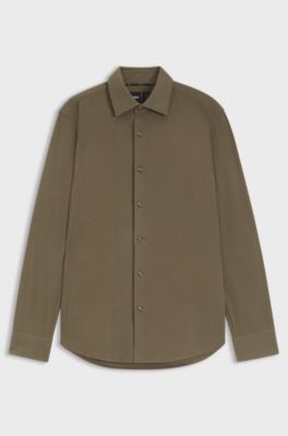 Regular-fit shirt in baby corduroy, Khaki