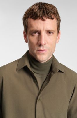 Regular-fit shirt in baby corduroy, Khaki